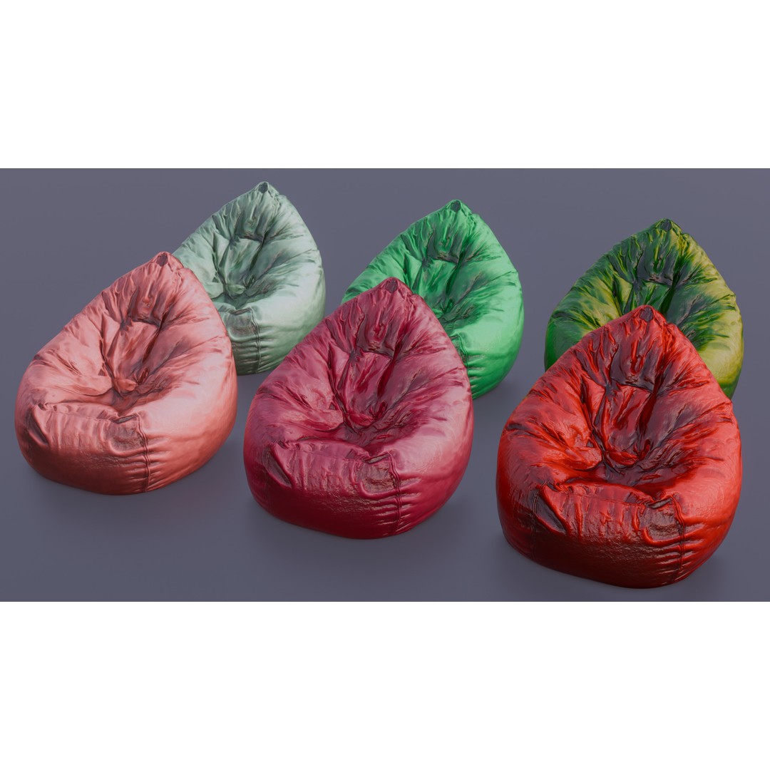 Realistic Bean Bag Chair 3D Model – PBR Textures, Game-Ready Formats - View 53