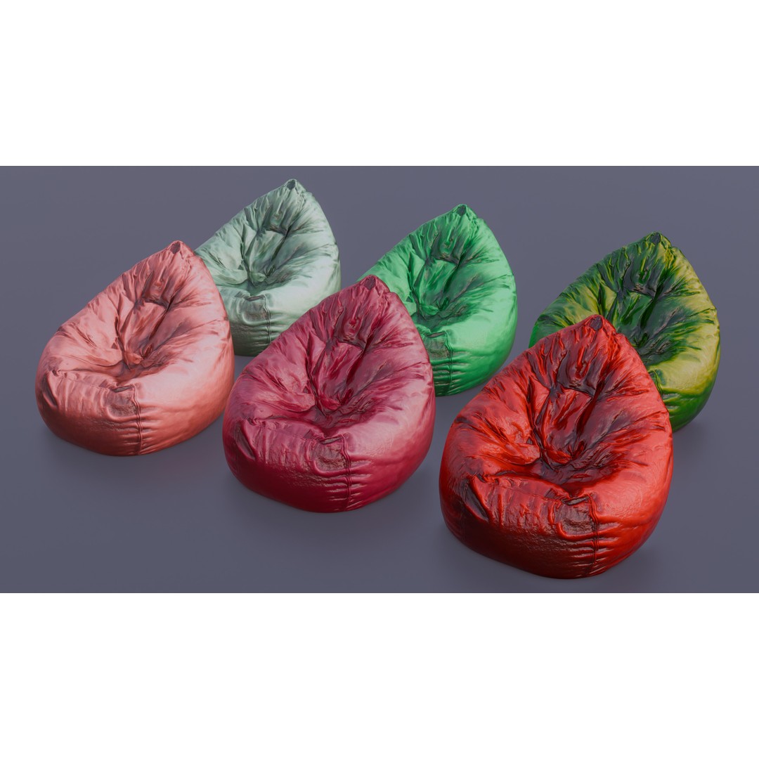 Realistic Bean Bag Chair 3D Model – PBR Textures, Game-Ready Formats - View 57