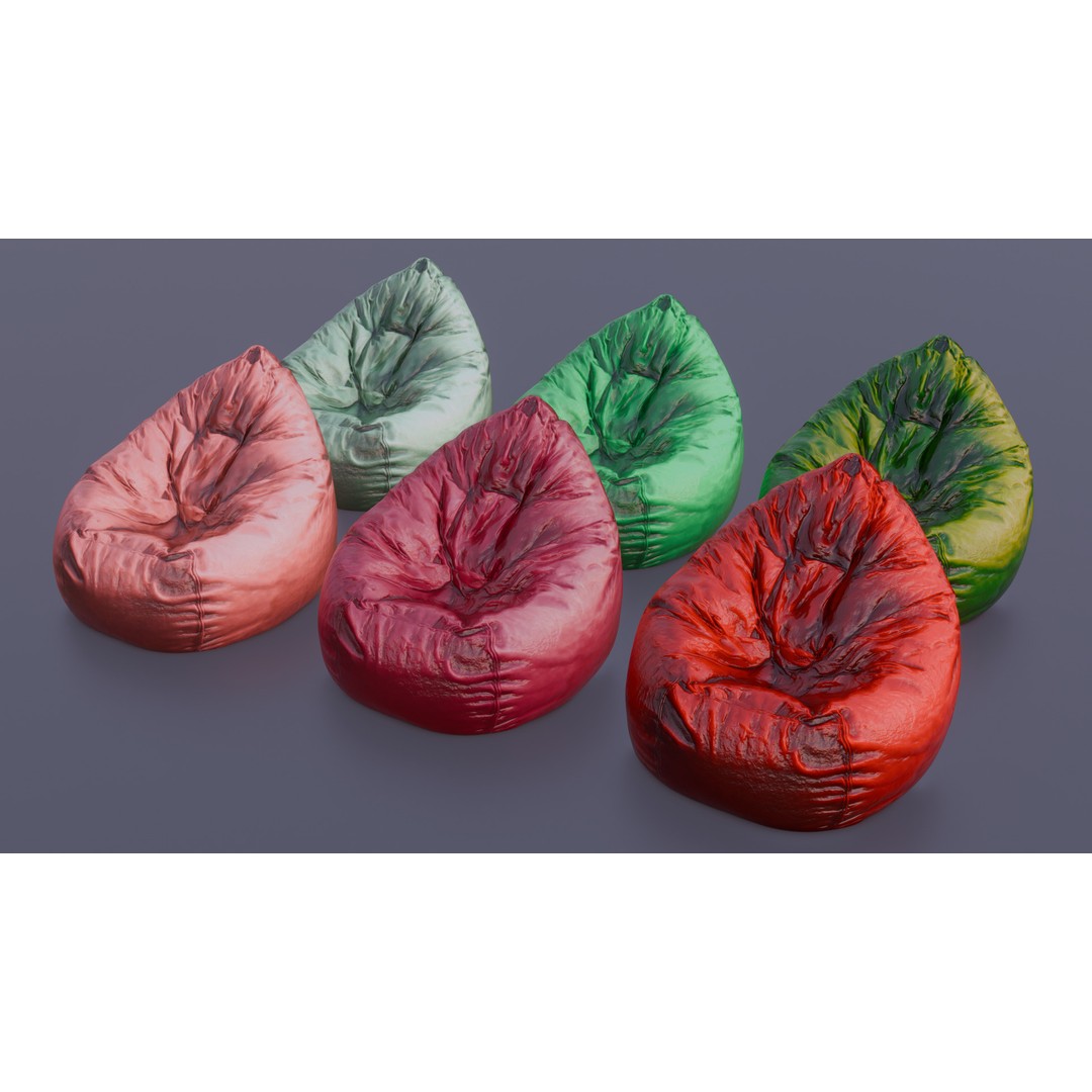 Realistic Bean Bag Chair 3D Model – PBR Textures, Game-Ready Formats - View 59