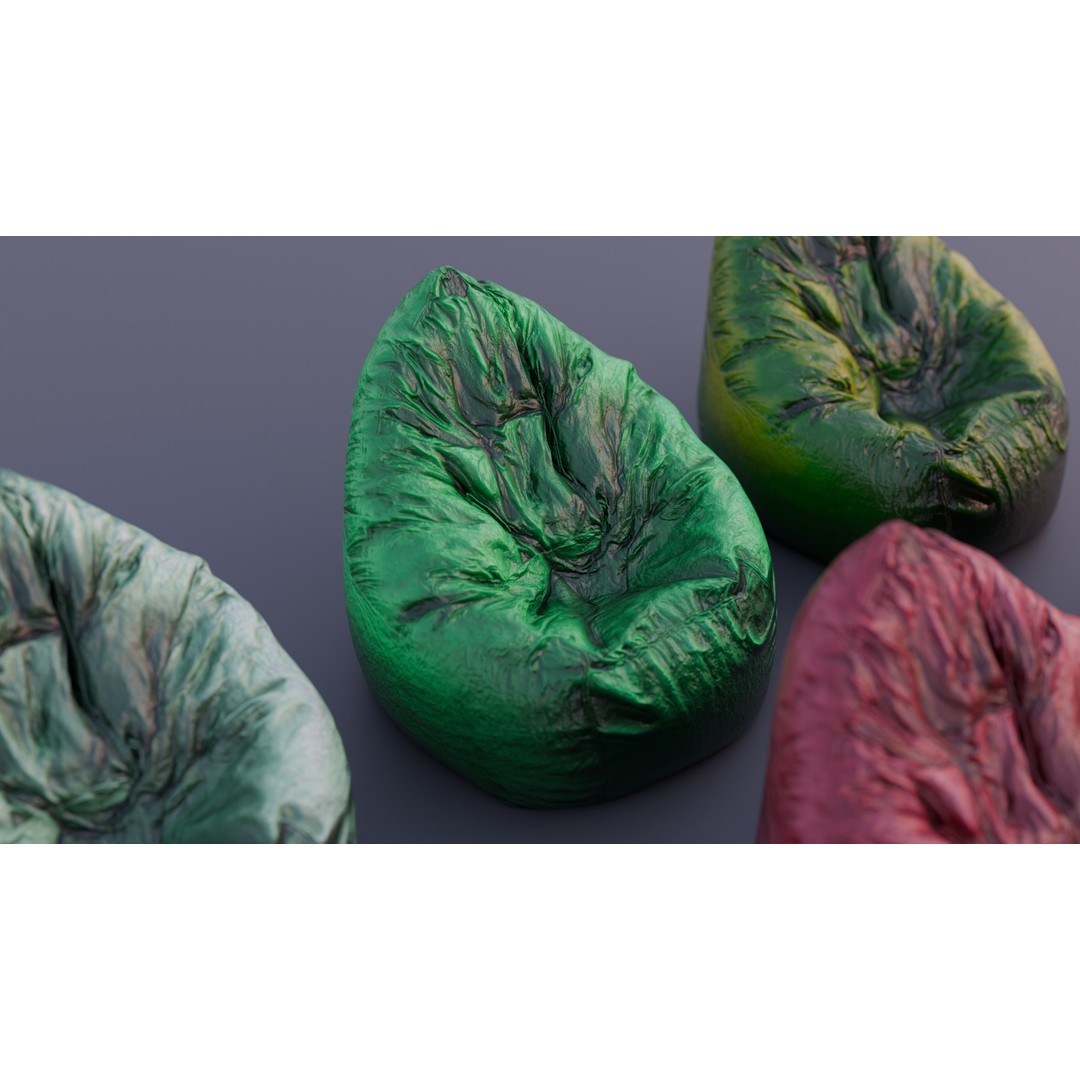 Realistic Bean Bag Chair 3D Model – PBR Textures, Game-Ready Formats - View 6