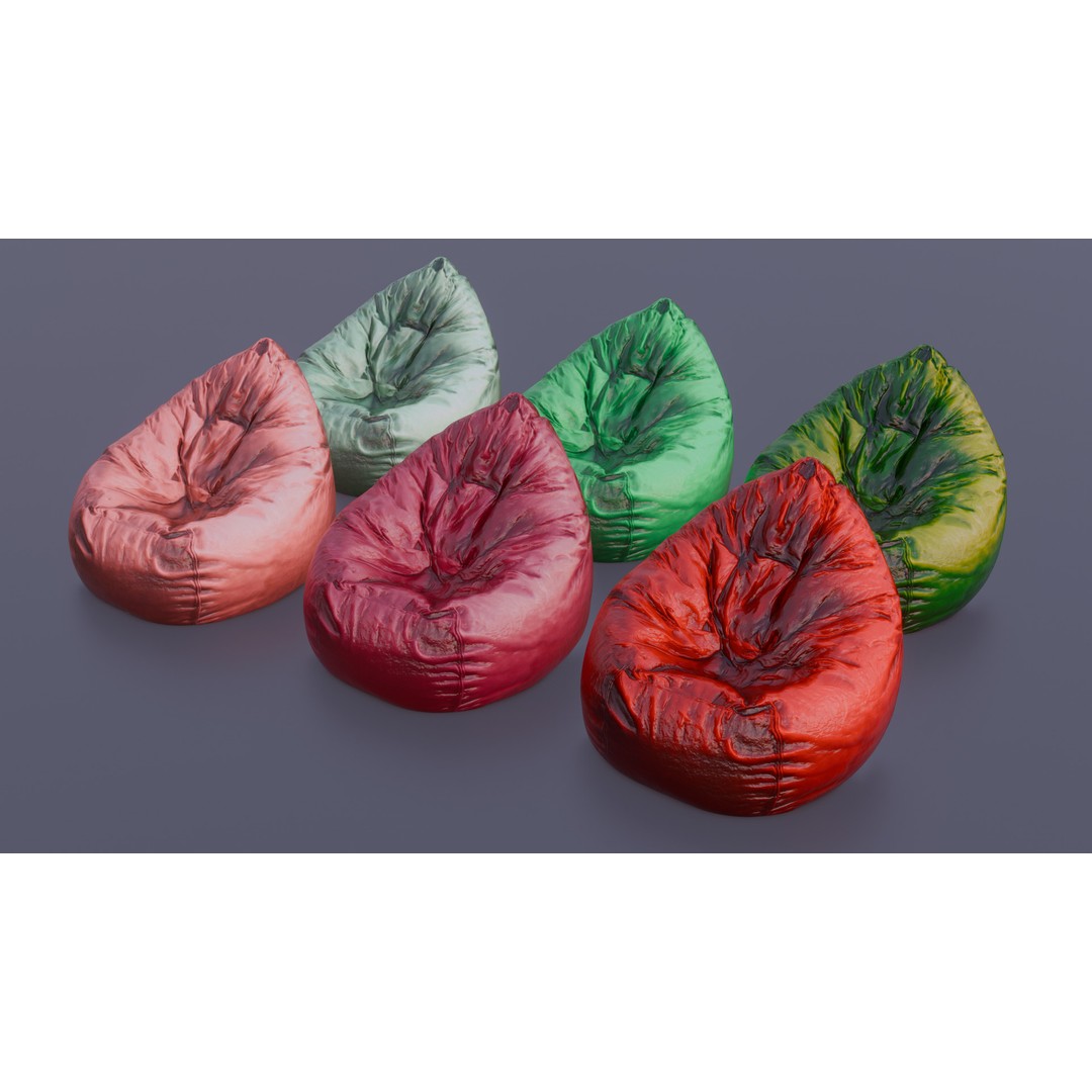 Realistic Bean Bag Chair 3D Model – PBR Textures, Game-Ready Formats - View 63
