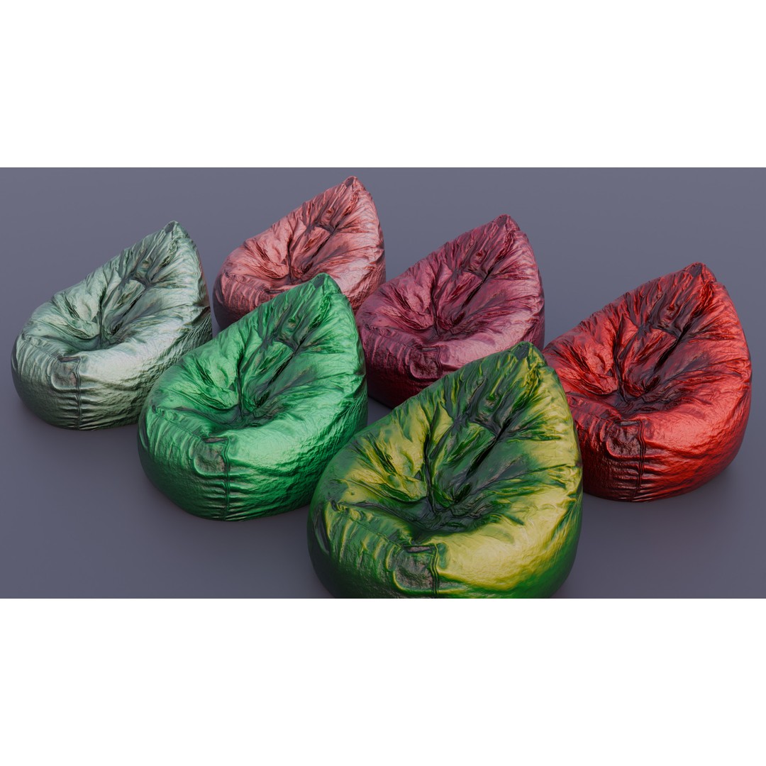 Realistic Bean Bag Chair 3D Model – PBR Textures, Game-Ready Formats - View 9