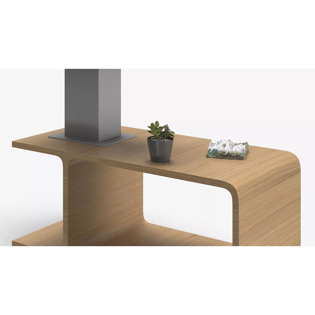 Modern Fabric Shade Lamp 3D Model – Minimalist Wood Bedside Table with PBR Textures - View 5
