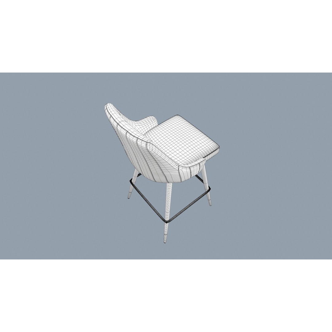 Bar Stool 3D Model – Modern Design with Gold Legs, Game Ready