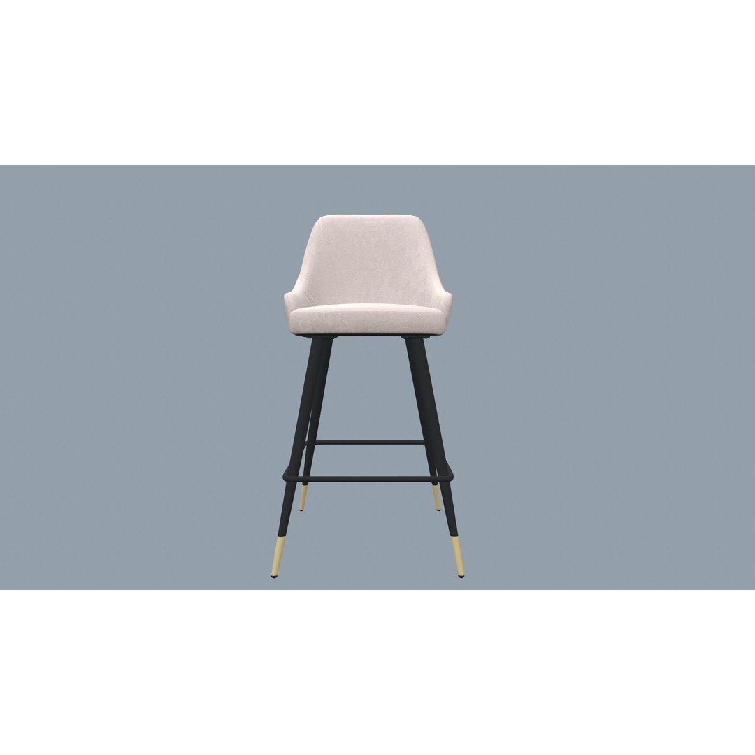 Bar Stool 3D Model – Modern Design with Gold Legs, Game Ready - View 10