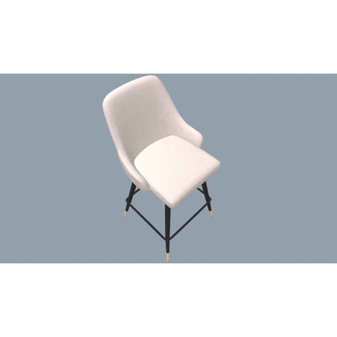 Bar Stool 3D Model – Modern Design with Gold Legs, Game Ready - View 19