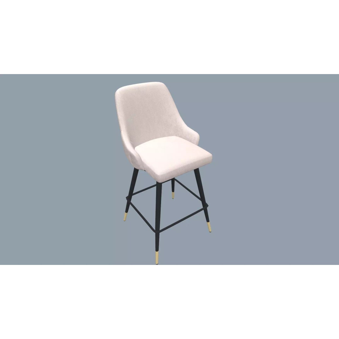 Bar Stool 3D Model – Modern Design with Gold Legs, Game Ready - View 2