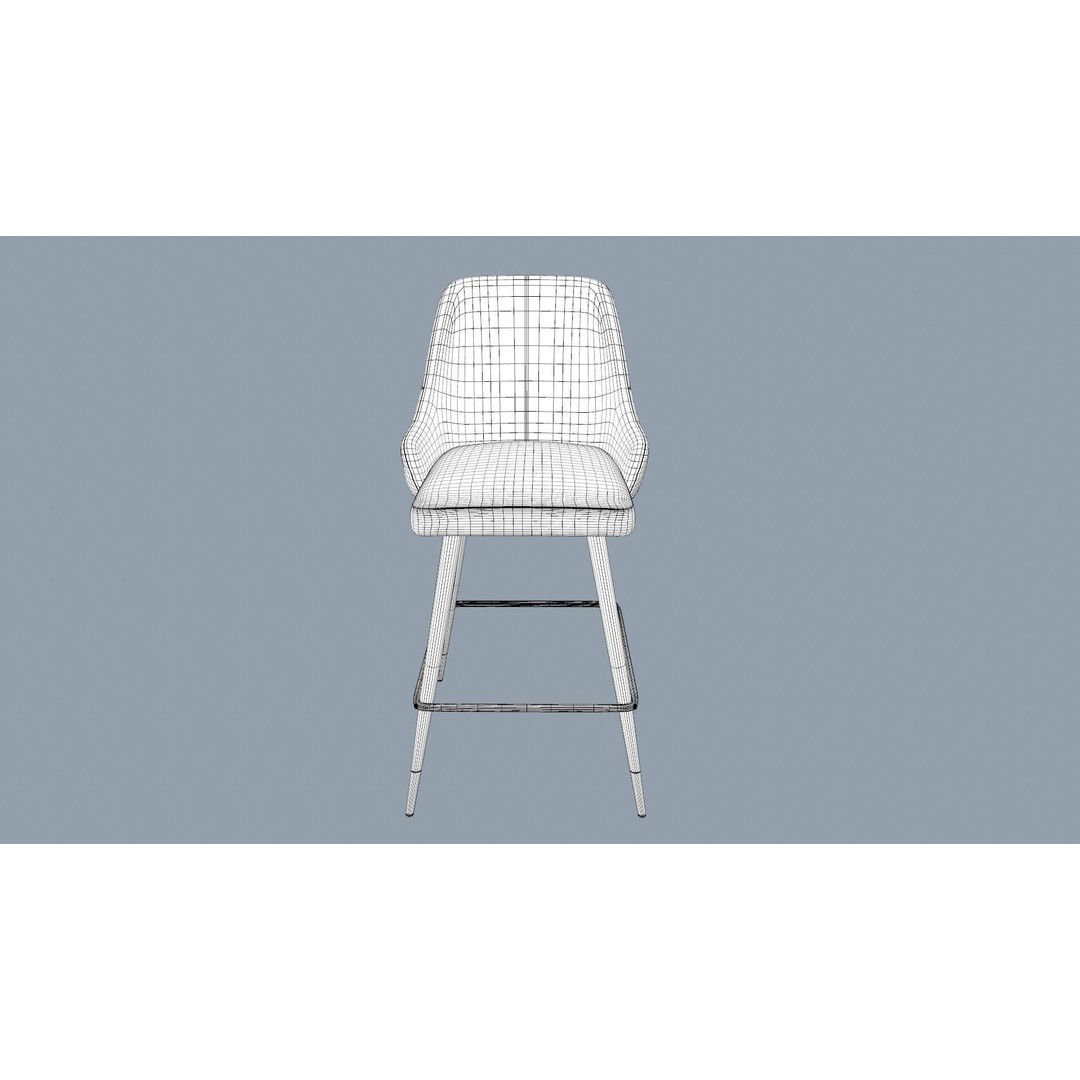 Bar Stool 3D Model – Modern Design with Gold Legs, Game Ready - View 21