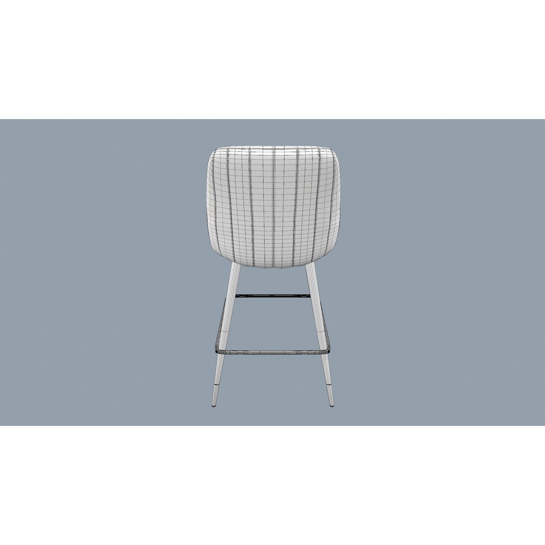 Bar Stool 3D Model – Modern Design with Gold Legs, Game Ready - View 24