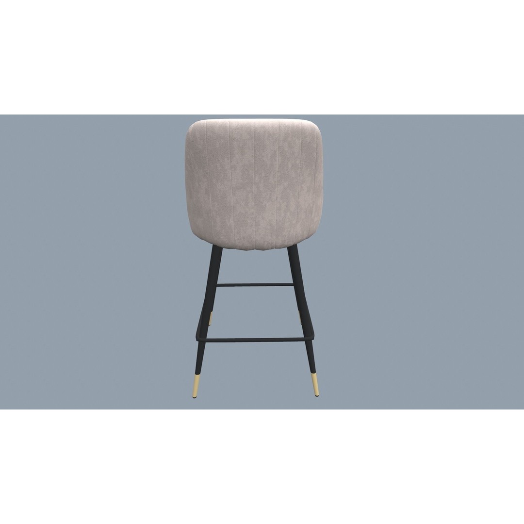 Bar Stool 3D Model – Modern Design with Gold Legs, Game Ready - View 7