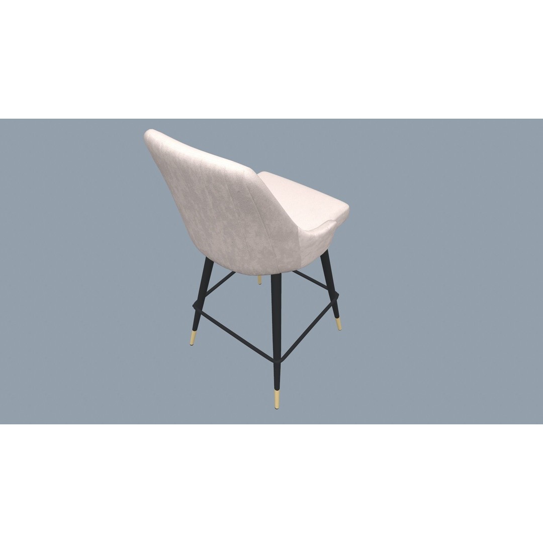 Bar Stool 3D Model – Modern Design with Gold Legs, Game Ready - View 8