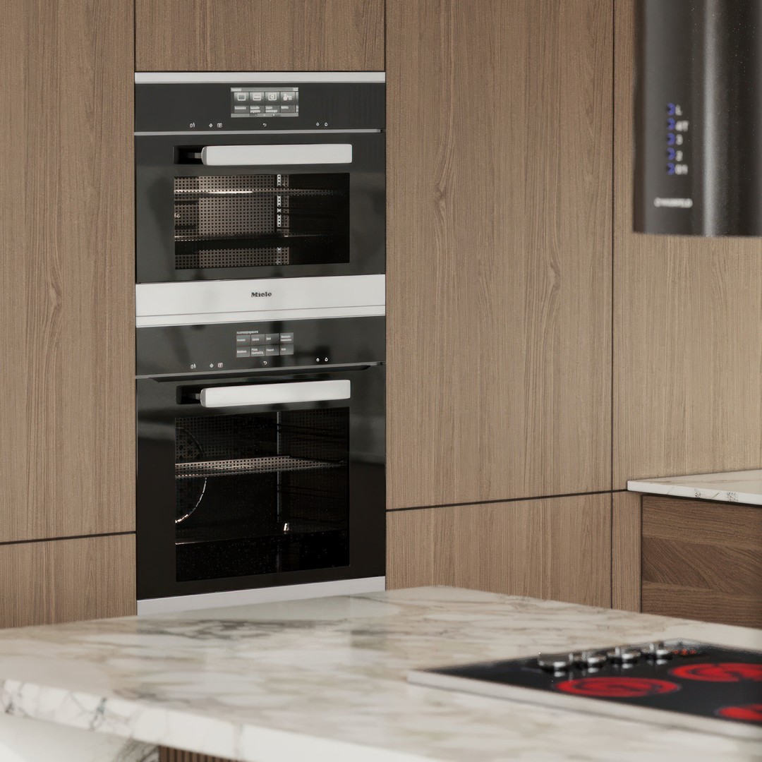 Modern L-Shape Kitchen 3D Model – Minimalist Design with Island, FBX/OBJ - View 4