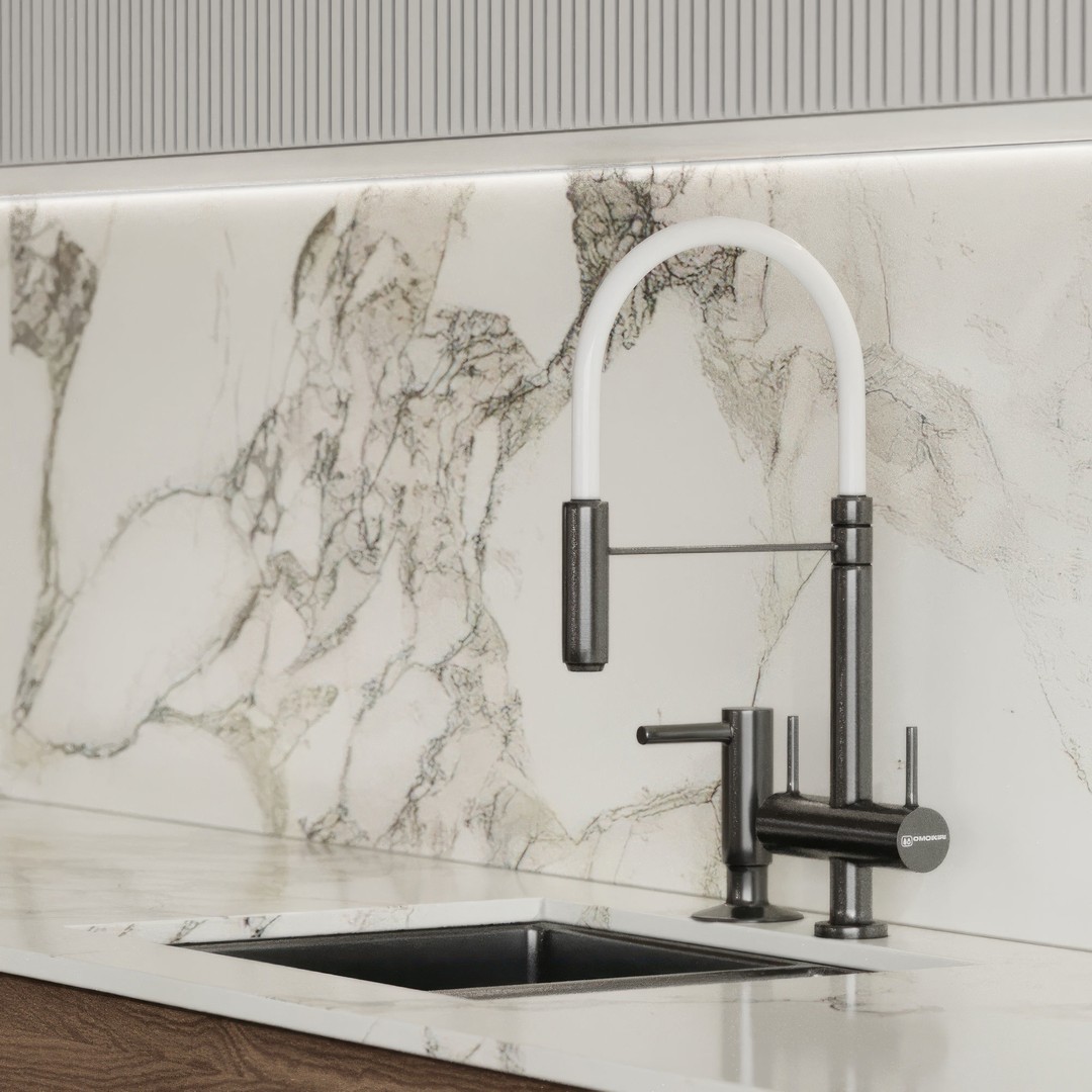 Modern L-Shape Kitchen 3D Model – Minimalist Design with Island, FBX/OBJ - View 6