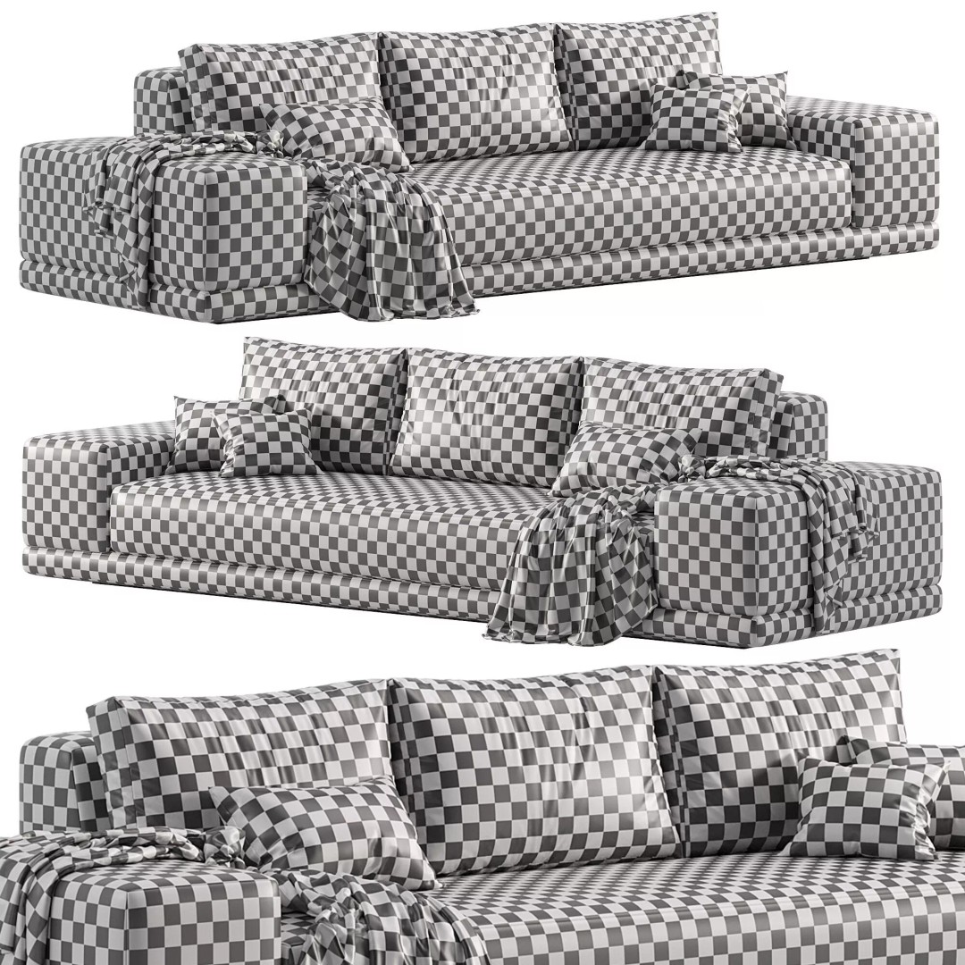 Rh Cortona Wide-Arm Sofa 3D Model – Full Cushion, PBR Textures, FBX