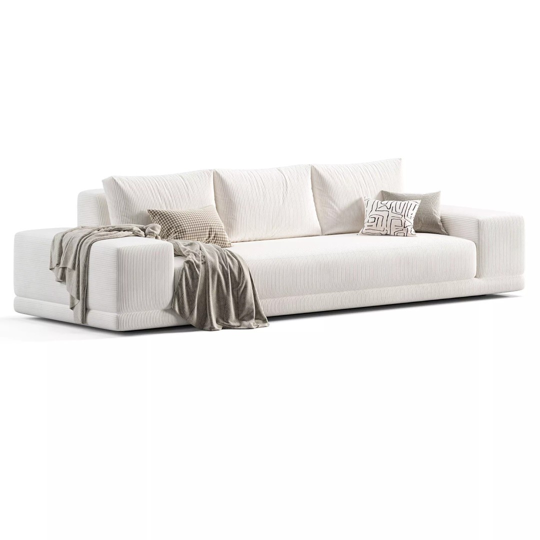 Rh Cortona Wide-Arm Sofa 3D Model – Full Cushion, PBR Textures, FBX - View 4