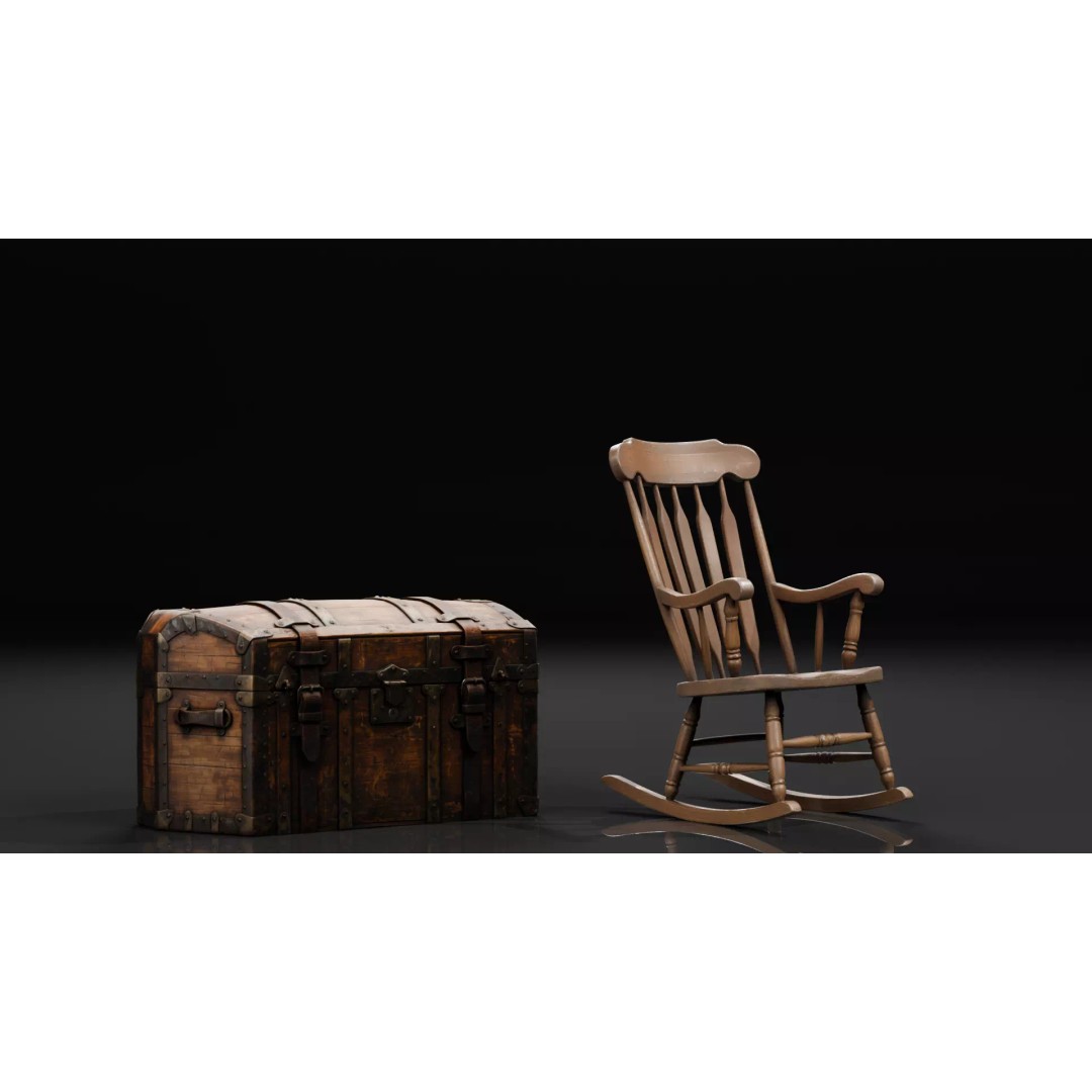 Attic Horror Interior Prop 3D Model – Low Poly Game-Ready Assets, FBX - View 14