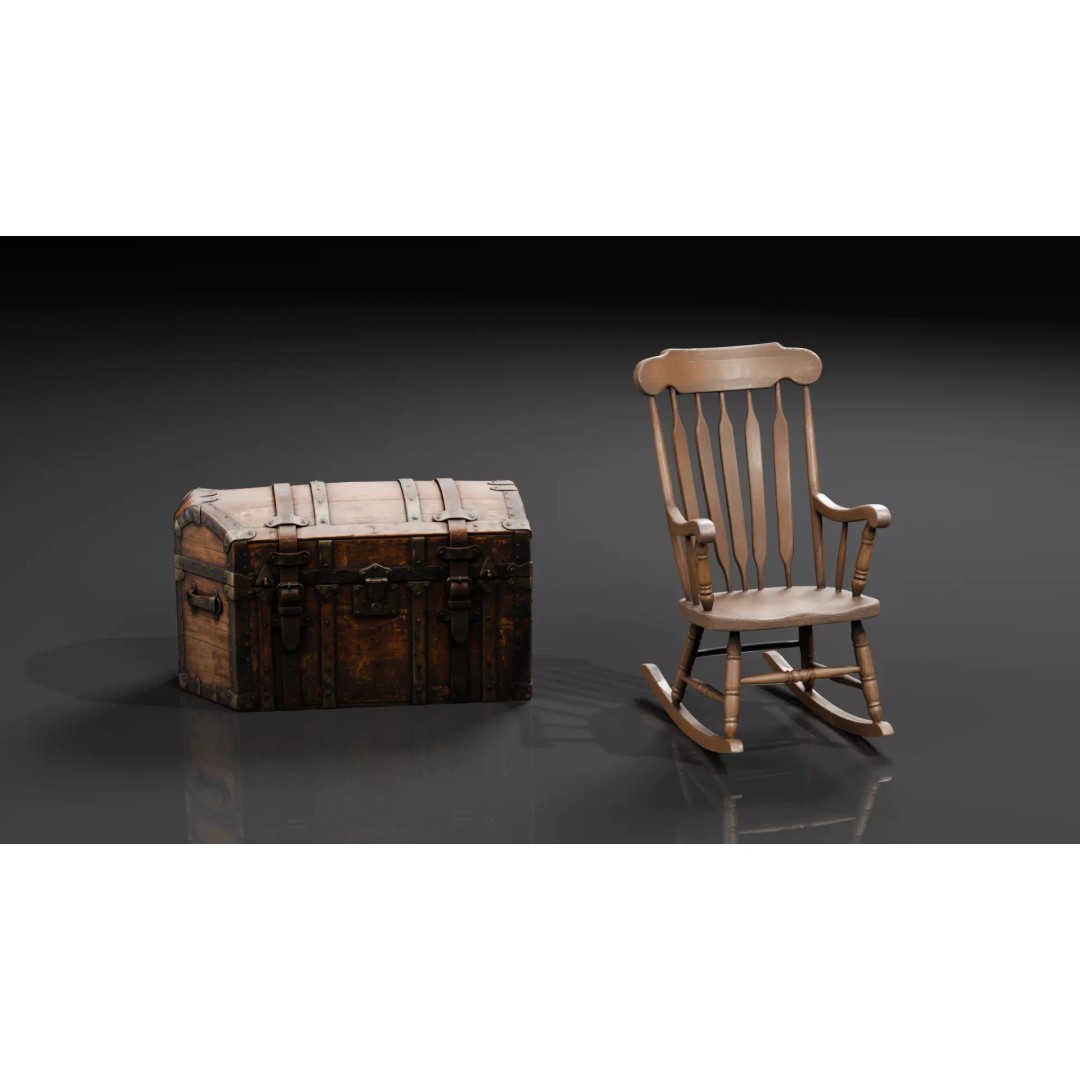 Attic Horror Interior Prop 3D Model – Low Poly Game-Ready Assets, FBX - View 15