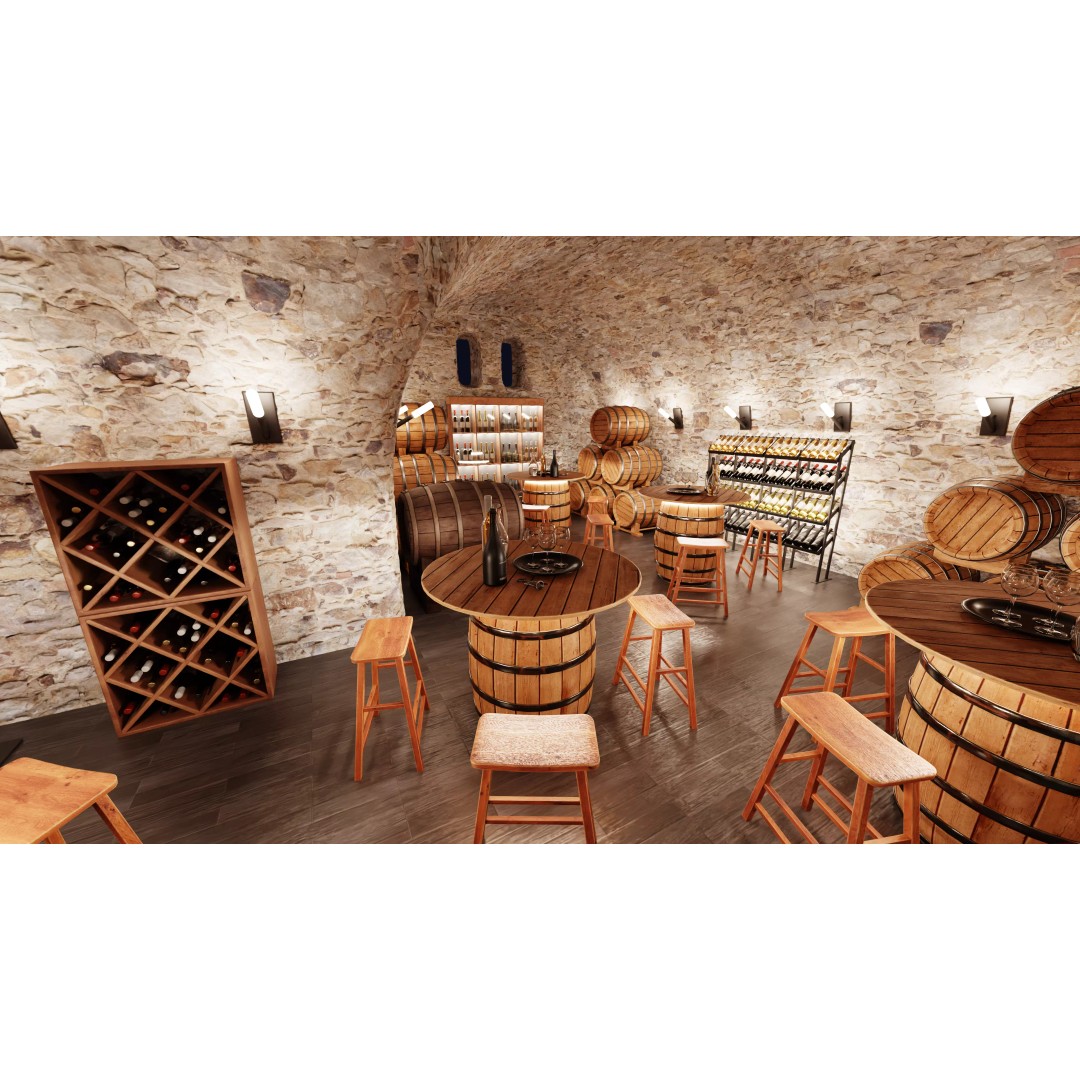 Winery Restaurant Interior 3D Model – Spacious Dining Environment, Blender - View 12