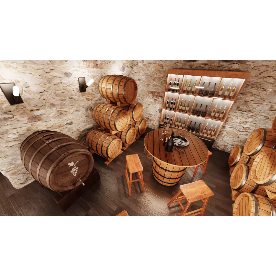 Winery Restaurant Interior 3D Model – Spacious Dining Environment, Blender - View 14