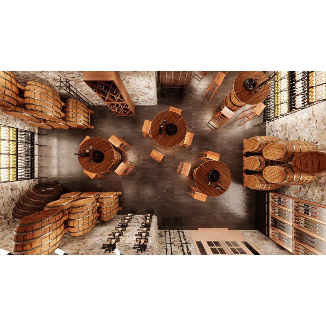 Winery Restaurant Interior 3D Model – Spacious Dining Environment, Blender - View 15
