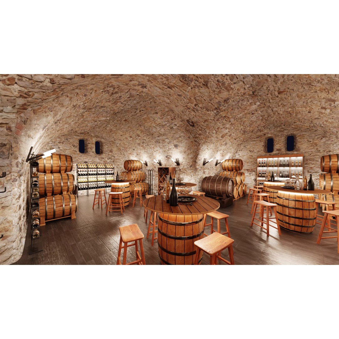 Winery Restaurant Interior 3D Model – Spacious Dining Environment, Blender - View 2