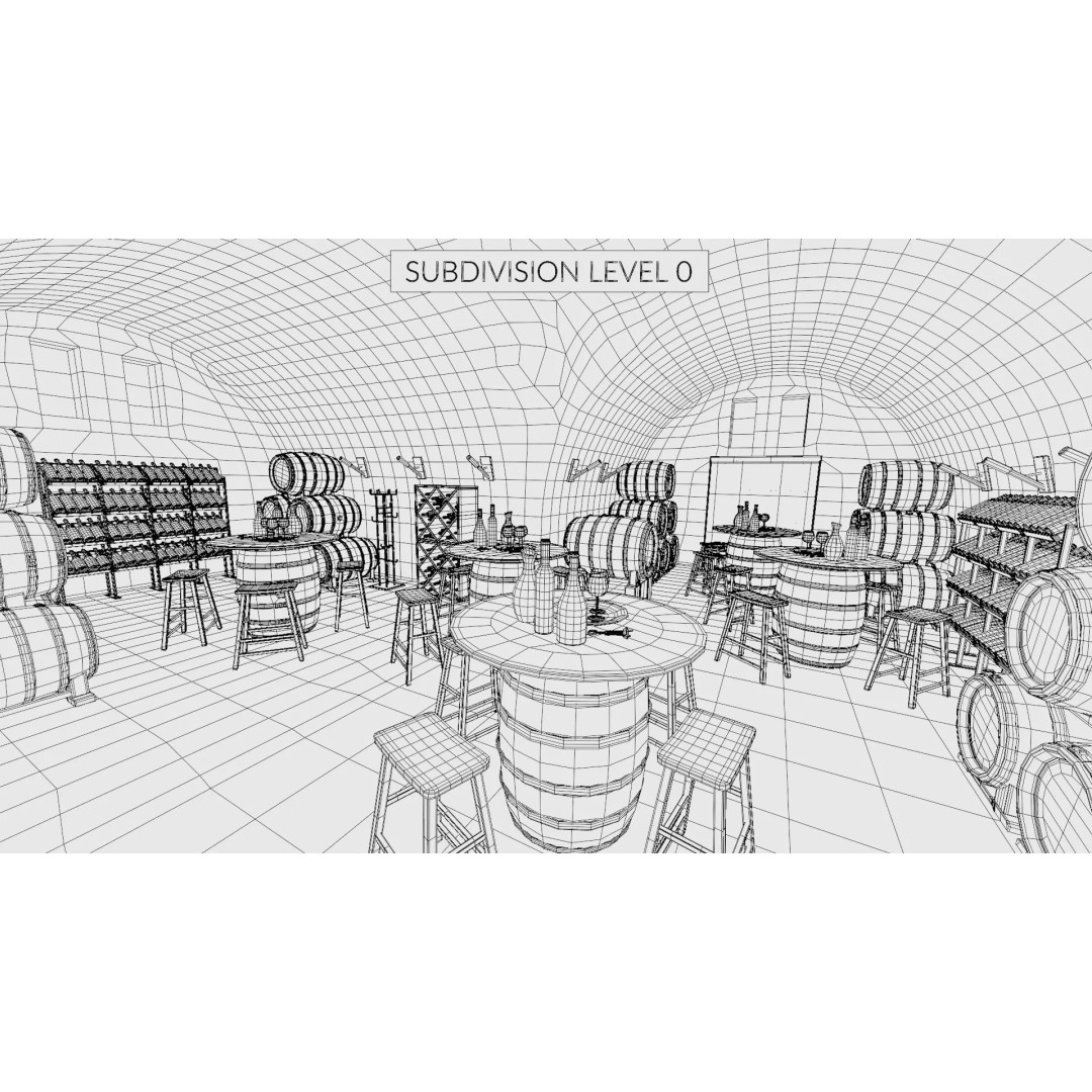 Winery Restaurant Interior 3D Model – Spacious Dining Environment, Blender - View 24