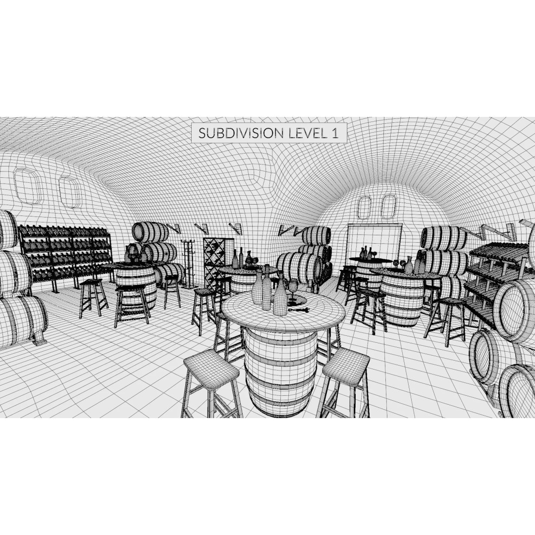 Winery Restaurant Interior 3D Model – Spacious Dining Environment, Blender - View 25
