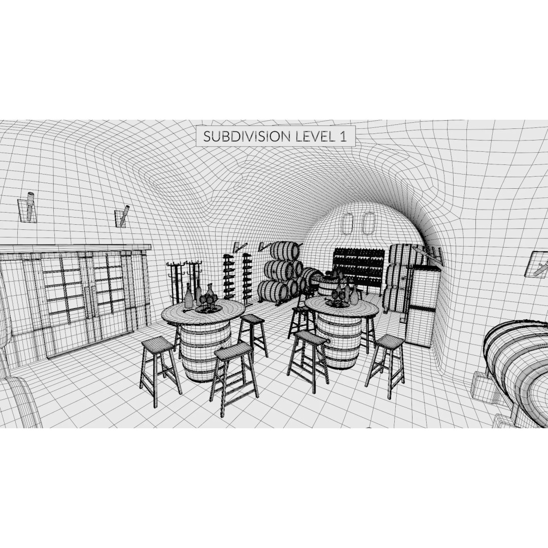 Winery Restaurant Interior 3D Model – Spacious Dining Environment, Blender - View 27