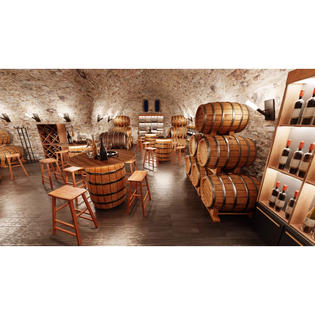 Winery Restaurant Interior 3D Model – Spacious Dining Environment, Blender - View 4