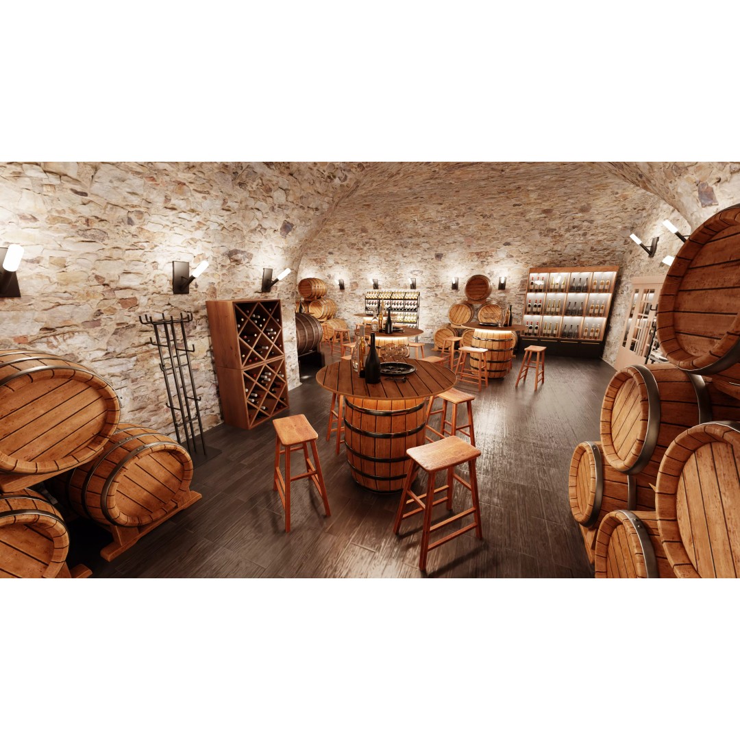 Winery Restaurant Interior 3D Model – Spacious Dining Environment, Blender - View 6