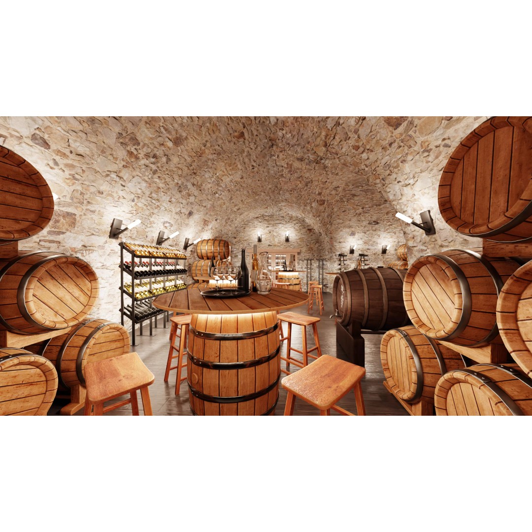 Winery Restaurant Interior 3D Model – Spacious Dining Environment, Blender - View 7