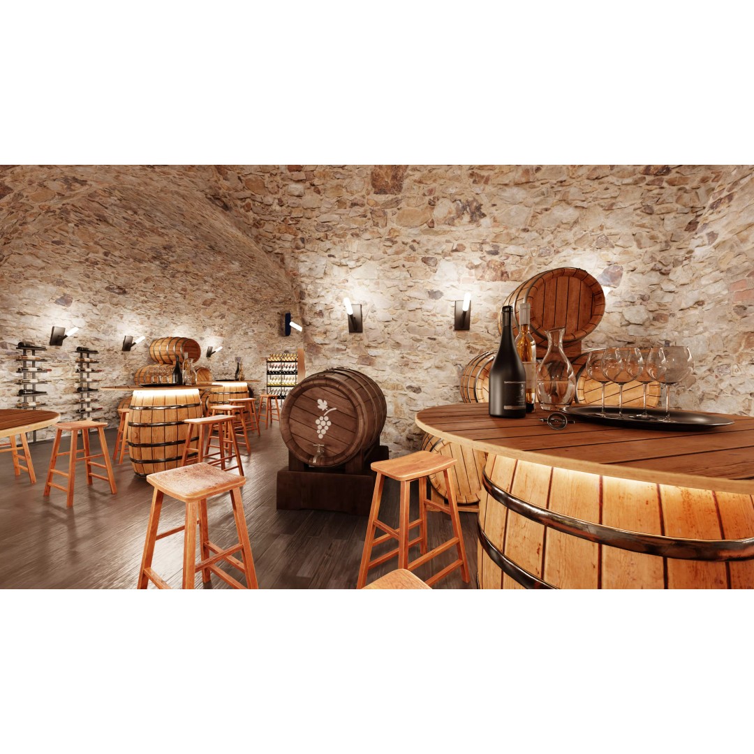 Winery Restaurant Interior 3D Model – Spacious Dining Environment, Blender - View 8