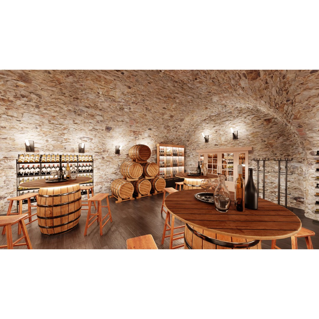 Winery Restaurant Interior 3D Model – Spacious Dining Environment, Blender - View 9