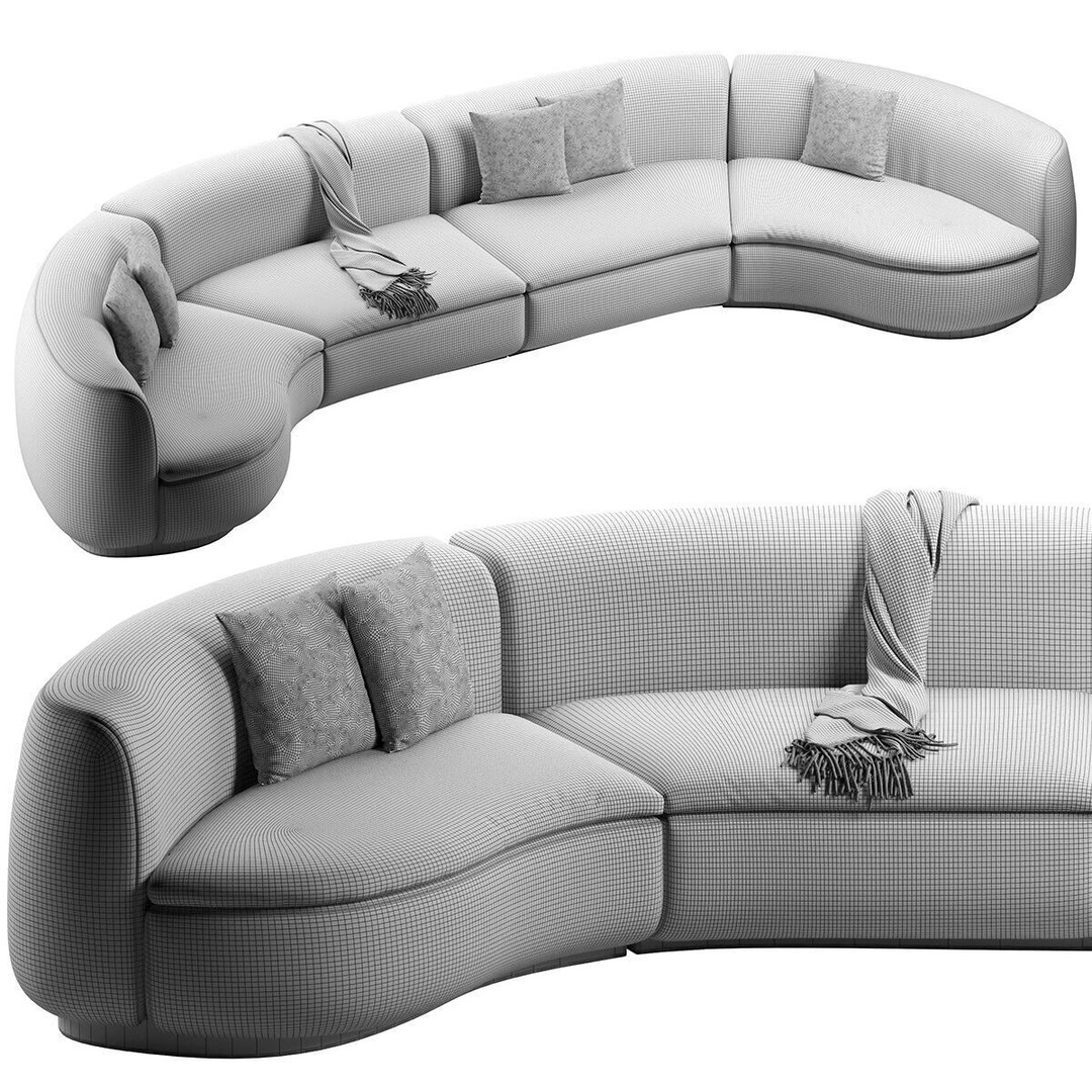 Baxter Piaf Sofa 3D Model – Modern Modular Design, OBJ, 3Ds Max