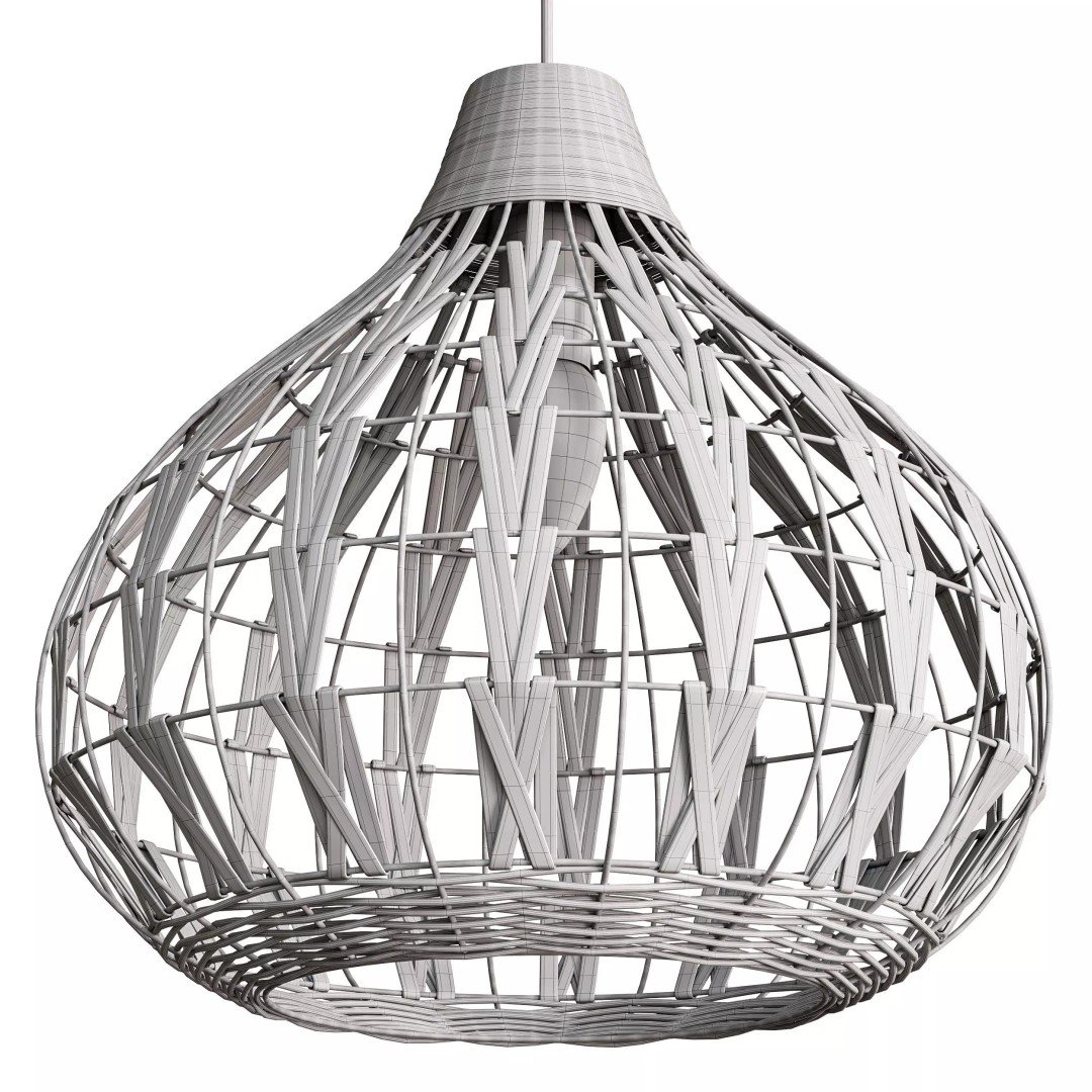 Retro Bamboo Rattan Pendant Light 3D Model – PBR Interior Asset, FBX, OBJ