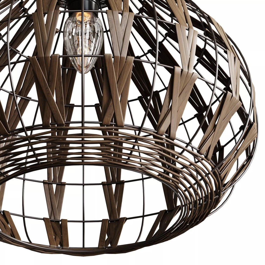Retro Bamboo Rattan Pendant Light 3D Model – PBR Interior Asset, FBX, OBJ - View 13