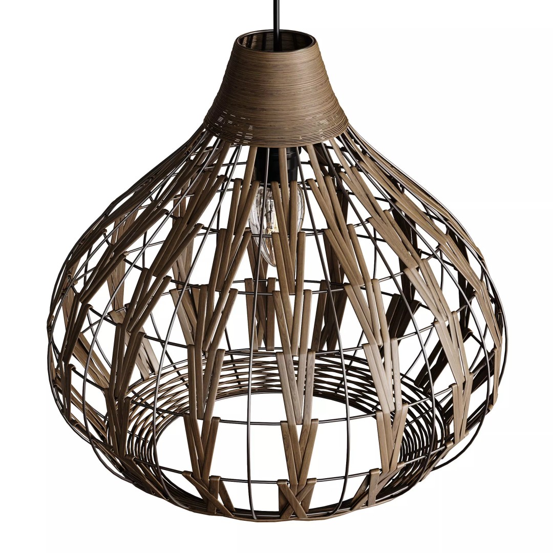 Retro Bamboo Rattan Pendant Light 3D Model – PBR Interior Asset, FBX, OBJ - View 5