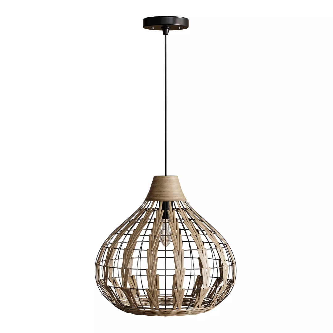 Retro Bamboo Rattan Pendant Light 3D Model – PBR Interior Asset, FBX, OBJ - View 7