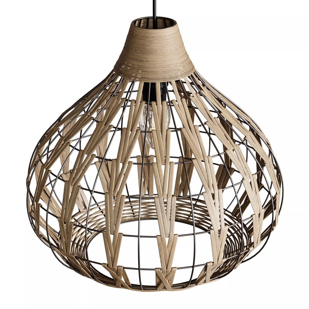 Retro Bamboo Rattan Pendant Light 3D Model – PBR Interior Asset, FBX, OBJ - View 9