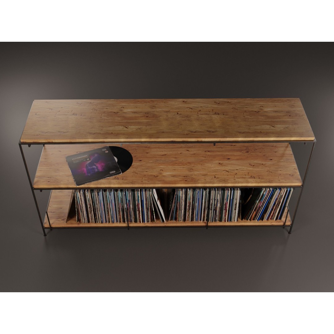 Vinyl Storage 3D Model – Realistic LP Organizer, Blender, FBX, OBJ - View 10