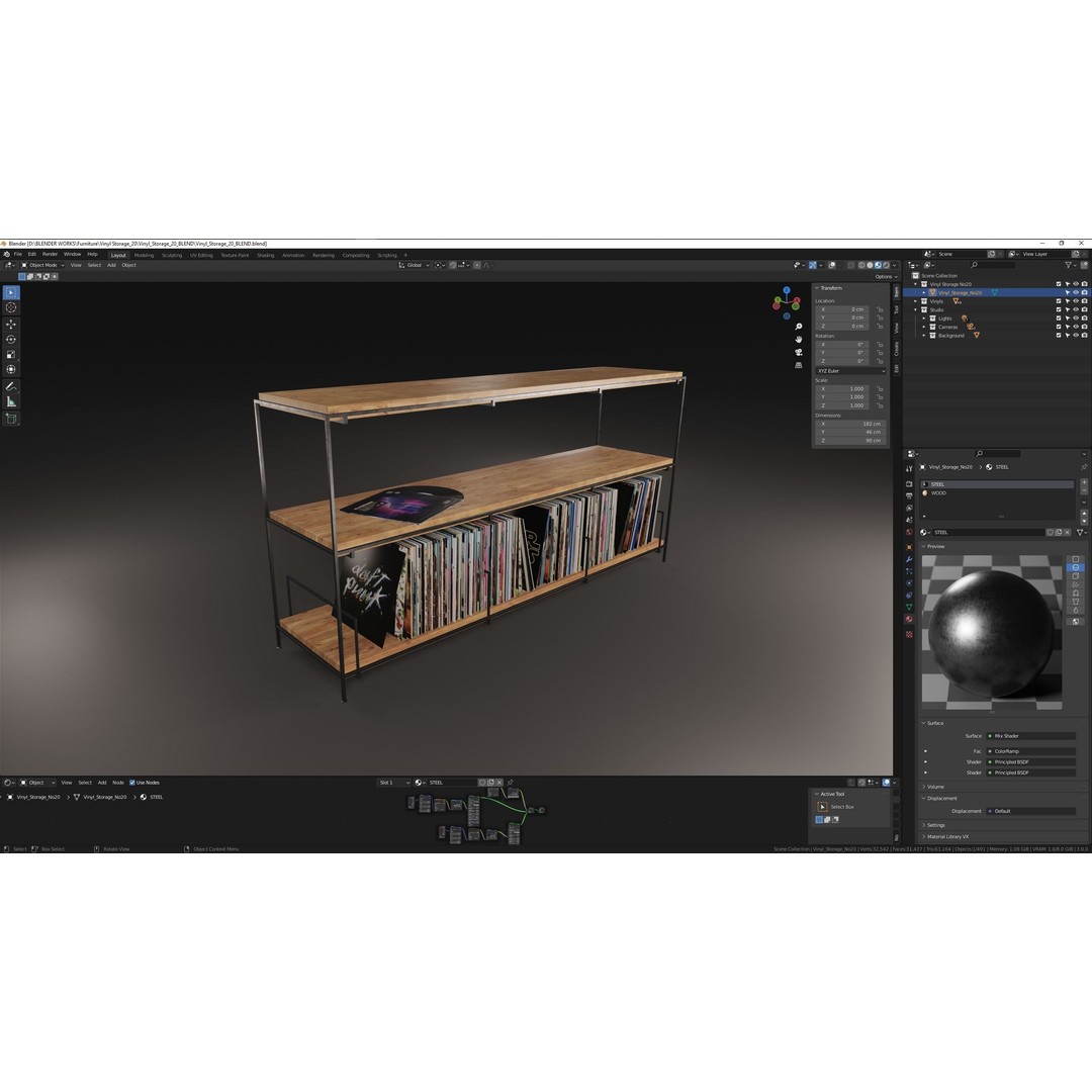Vinyl Storage 3D Model – Realistic LP Organizer, Blender, FBX, OBJ - View 16
