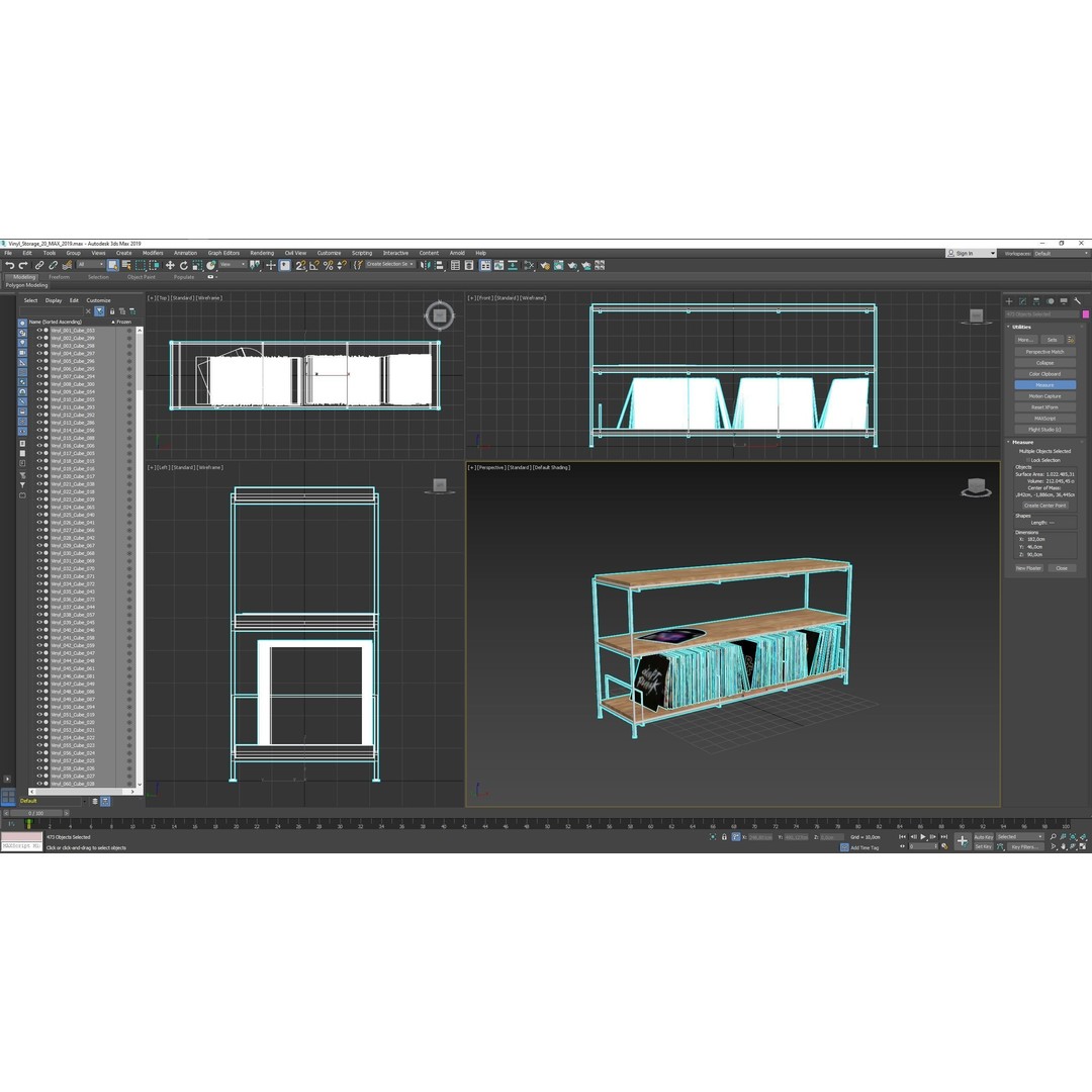 Vinyl Storage 3D Model – Realistic LP Organizer, Blender, FBX, OBJ - View 18