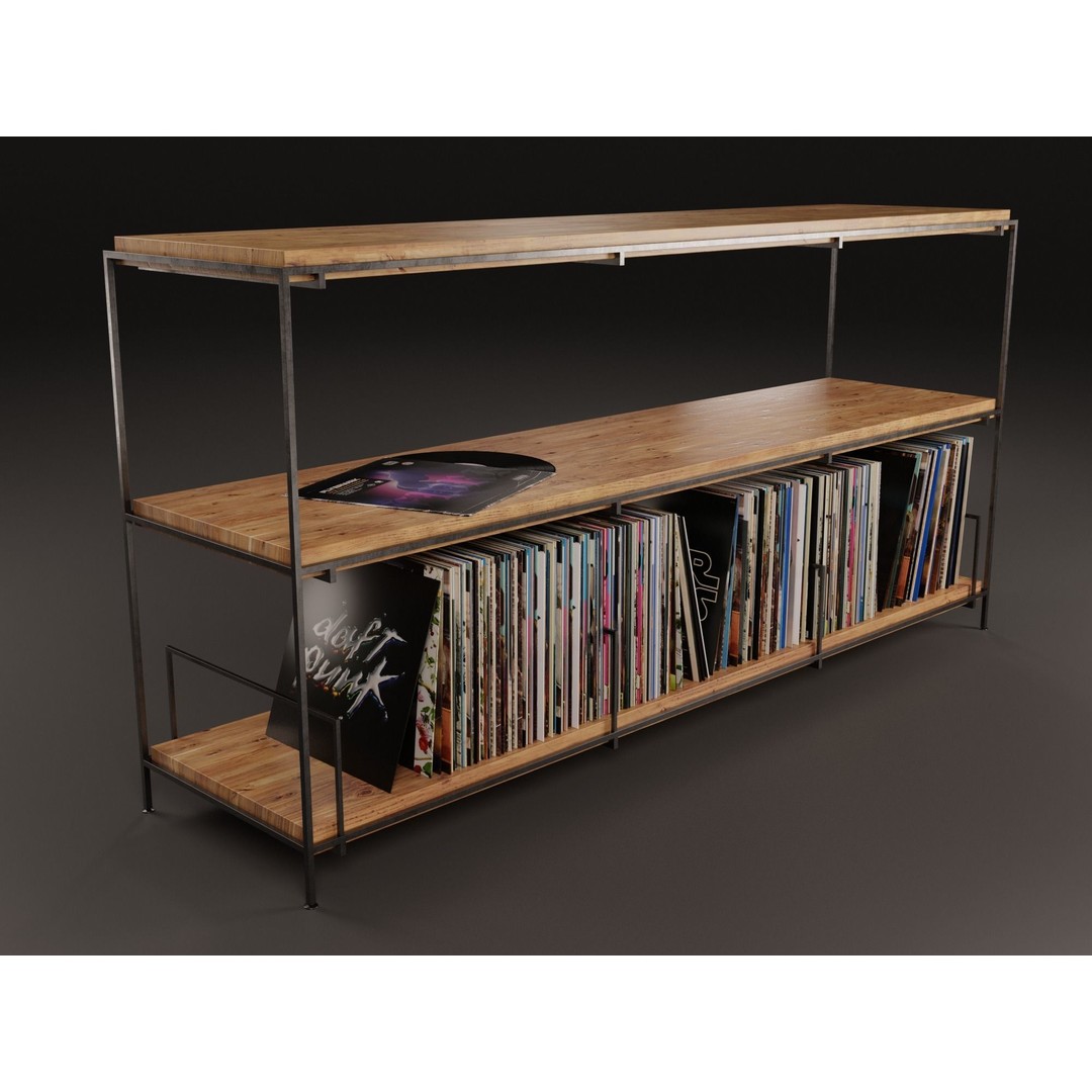 Vinyl Storage 3D Model – Realistic LP Organizer, Blender, FBX, OBJ - View 3