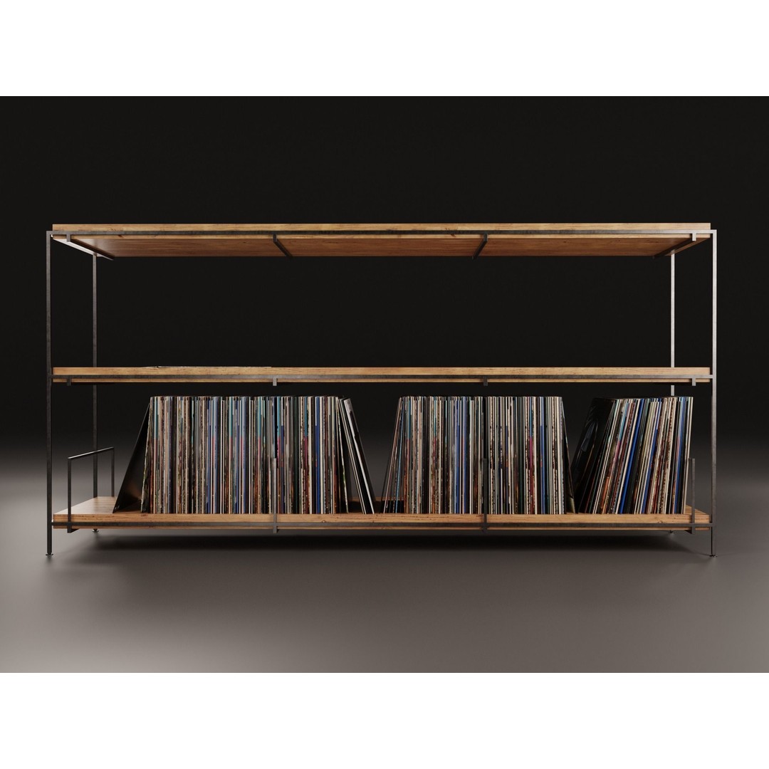 Vinyl Storage 3D Model – Realistic LP Organizer, Blender, FBX, OBJ - View 6