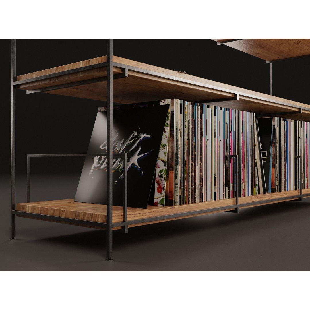Vinyl Storage 3D Model – Realistic LP Organizer, Blender, FBX, OBJ - View 7