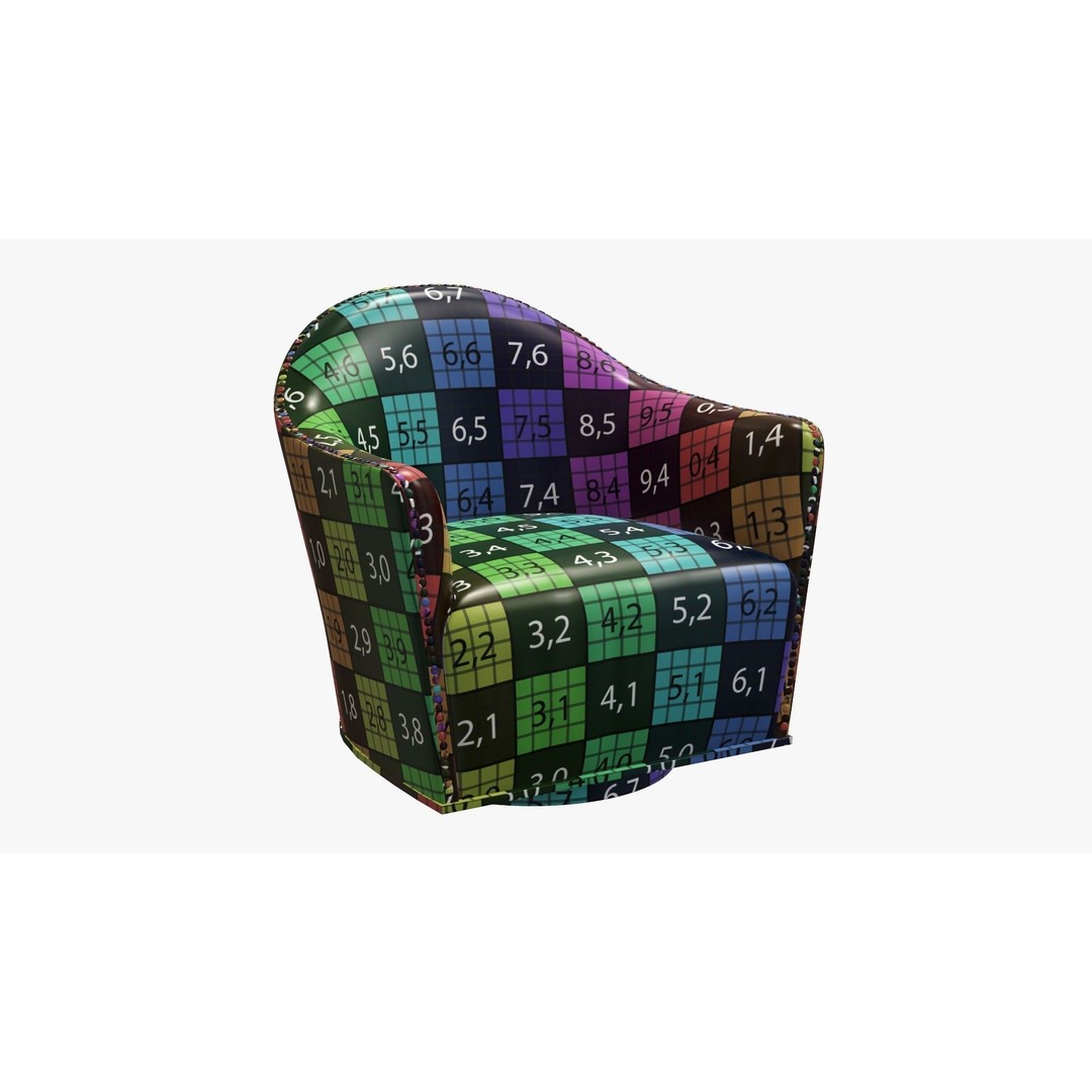 Colorful Armchair 3D Model – Modern Lounge Chair with PBR Textures - View 12