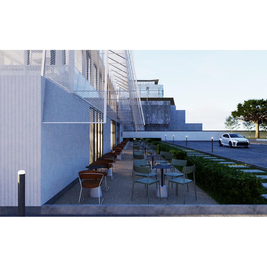 Tropical Coffee Shop 3D Model – Urban Garden Design, FBX & OBJ - View 14