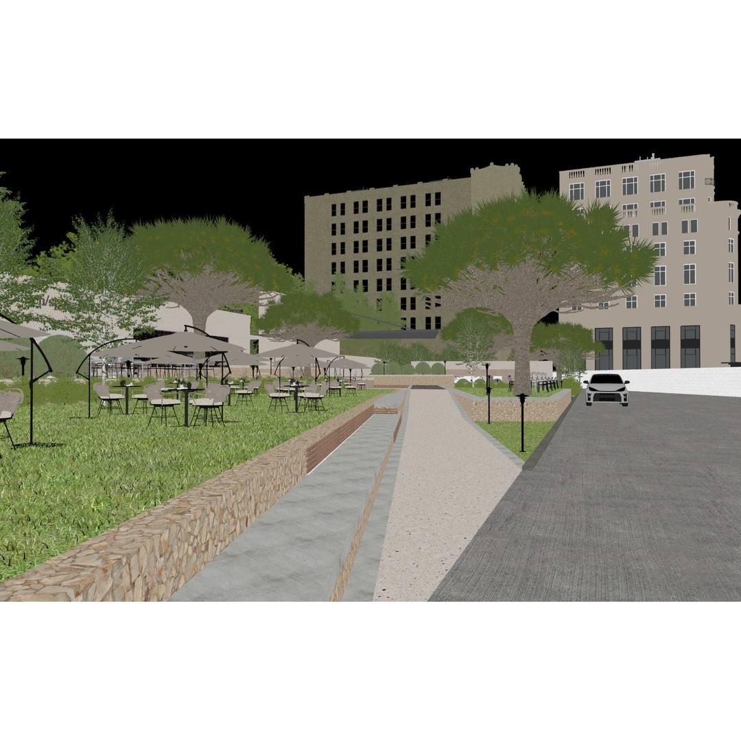 Tropical Coffee Shop 3D Model – Urban Garden Design, FBX & OBJ - View 49