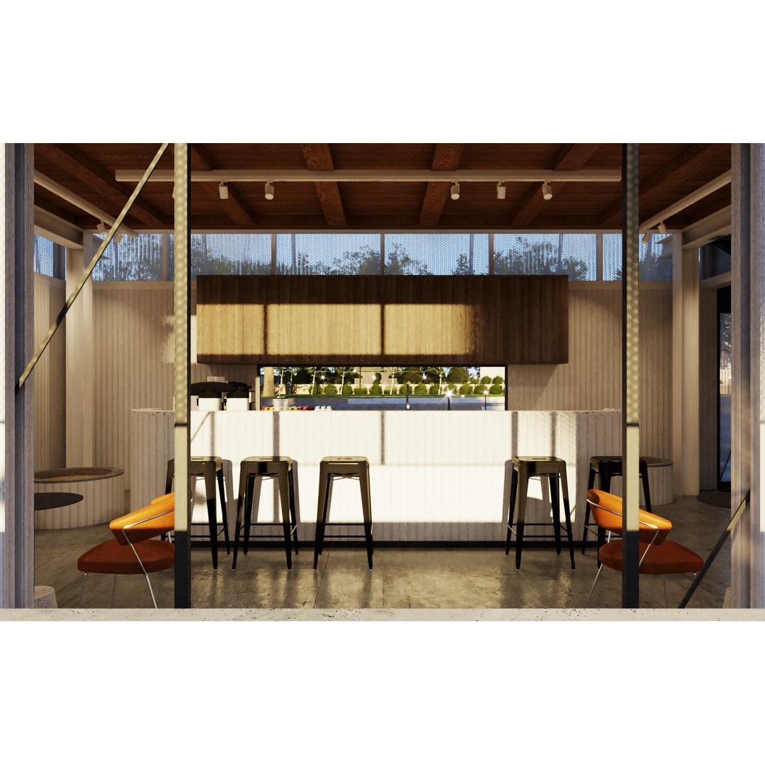 Tropical Coffee Shop 3D Model – Urban Garden Design, FBX & OBJ - View 6