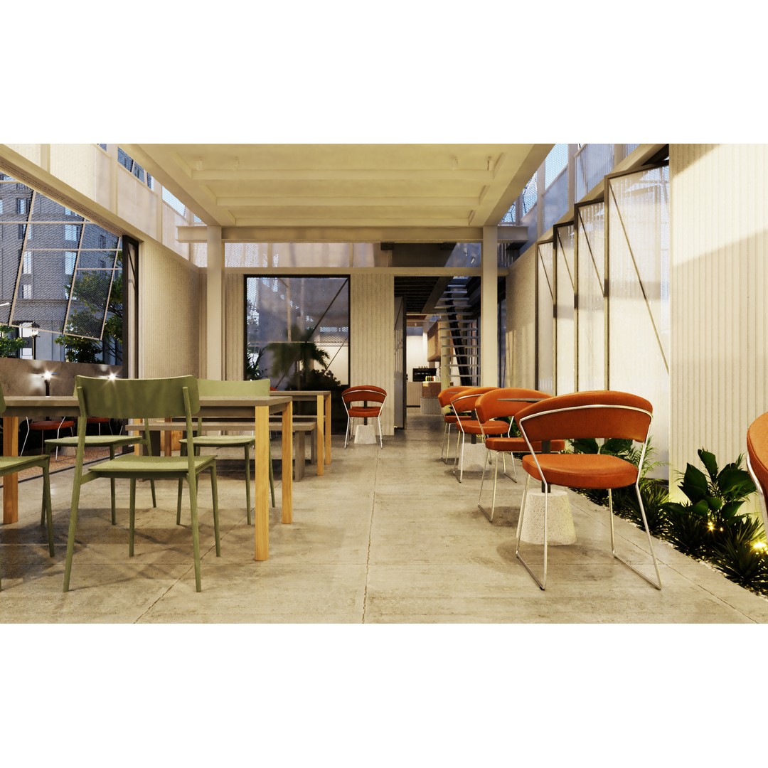 Tropical Coffee Shop 3D Model – Urban Garden Design, FBX & OBJ - View 9